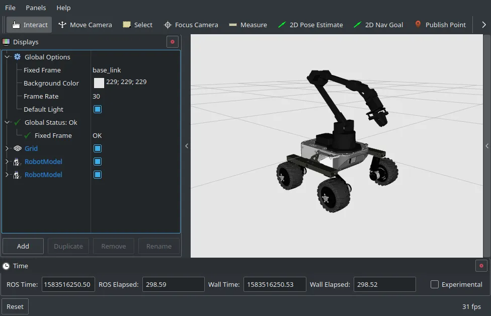 Leo Rover with WidowX 250 arm in Rviz